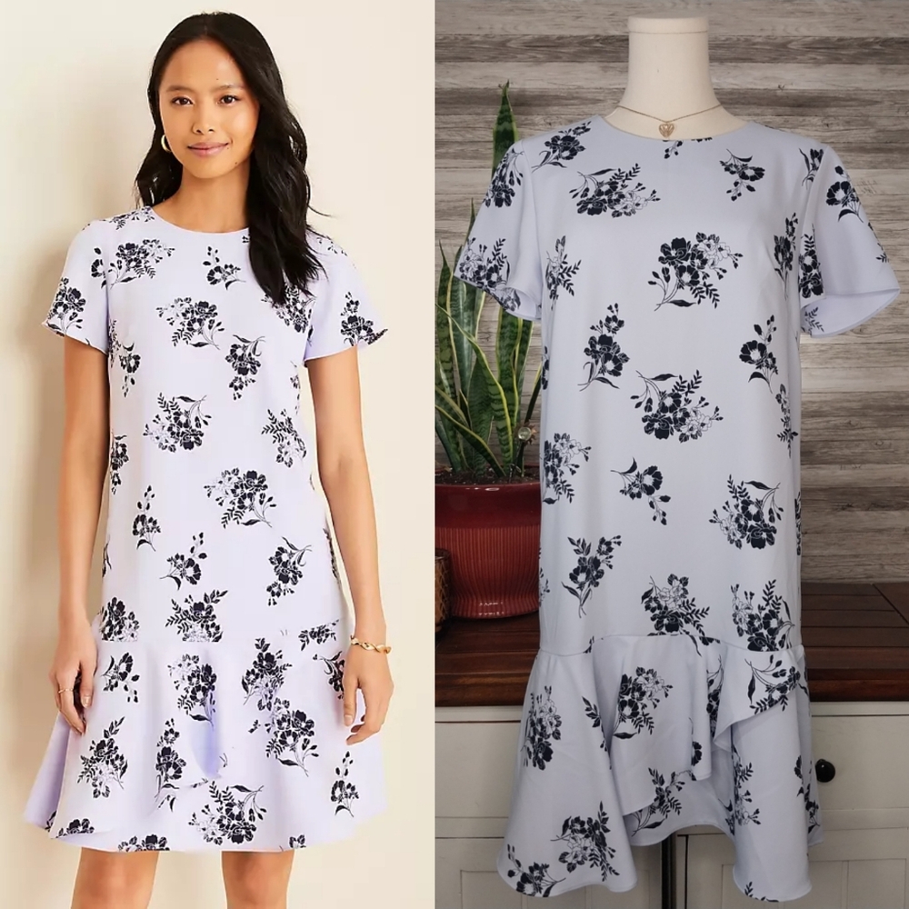 Sunny Poppy Flounce Shift Ann Taylor Dress
